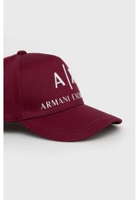 Armani Exchange Czapka 954039.CC513.NOS kolor bordowy z aplikacją. Kolor: czerwony. Wzór: aplikacja #3