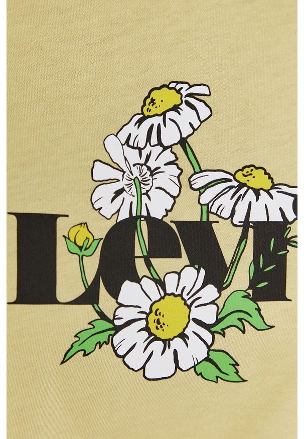 Levi's® - Levi's T-shirt bawełniany kolor zielony. Okazja: na spotkanie biznesowe. Kolor: zielony. Materiał: bawełna. Wzór: nadruk. Styl: biznesowy