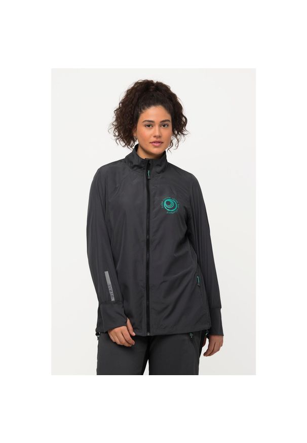 ULLA POPKEN - Damskie Kurtka HYPRAR lekka stójka tunel z recyklingu. Typ kołnierza: kołnierzyk stójkowy. Kolekcja: plus size. Kolor: szary, fioletowy, wielokolorowy. Materiał: poliester, materiał. Sport: turystyka piesza