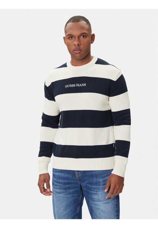 Guess Jeans Sweter M4BR37 Z3HM1 Écru Regular Fit. Materiał: bawełna