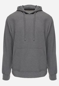 Born2be - Ciemnoszara Bluza z Kapturem i Kieszenią Typu Kangur Aqialei. Okazja: na co dzień. Typ kołnierza: kaptur. Kolor: szary. Materiał: jeans, dresówka. Wzór: gładki. Styl: casual #1