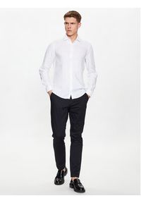Calvin Klein Koszula Solid K10K109286 Biały Slim Fit. Kolor: biały. Materiał: len