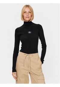 Calvin Klein Jeans Golf J20J221688 Czarny Slim Fit. Typ kołnierza: golf. Kolor: czarny. Materiał: lyocell