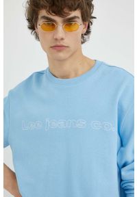 Lee bluza bawełniana męska kolor niebieski z aplikacją. Kolor: niebieski. Materiał: bawełna. Wzór: aplikacja. Styl: klasyczny #1