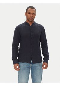 Hugo - HUGO Koszula Elvory 50490740 Granatowy Slim Fit. Kolor: niebieski. Materiał: len