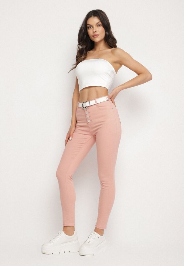 Born2be - Różowe Spodnie Skinny Kyllienne. Stan: podwyższony. Kolor: różowy. Długość: długie. Sezon: wiosna
