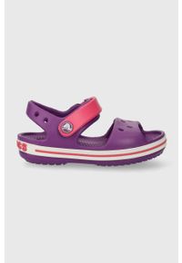 Crocs sandały dziecięce CROCBAND SANDAL KIDS kolor fioletowy. Zapięcie: rzepy. Kolor: fioletowy #1