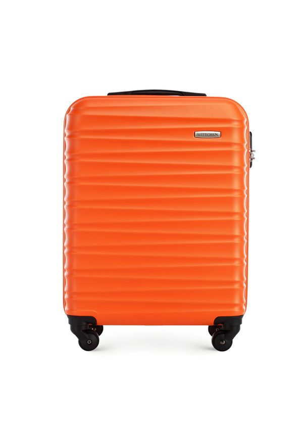 Wittchen - Walizka kabinowa z ABS-u z żebrowaniem pomarańczowa. Kolor: pomarańczowy. Wzór: jednolity