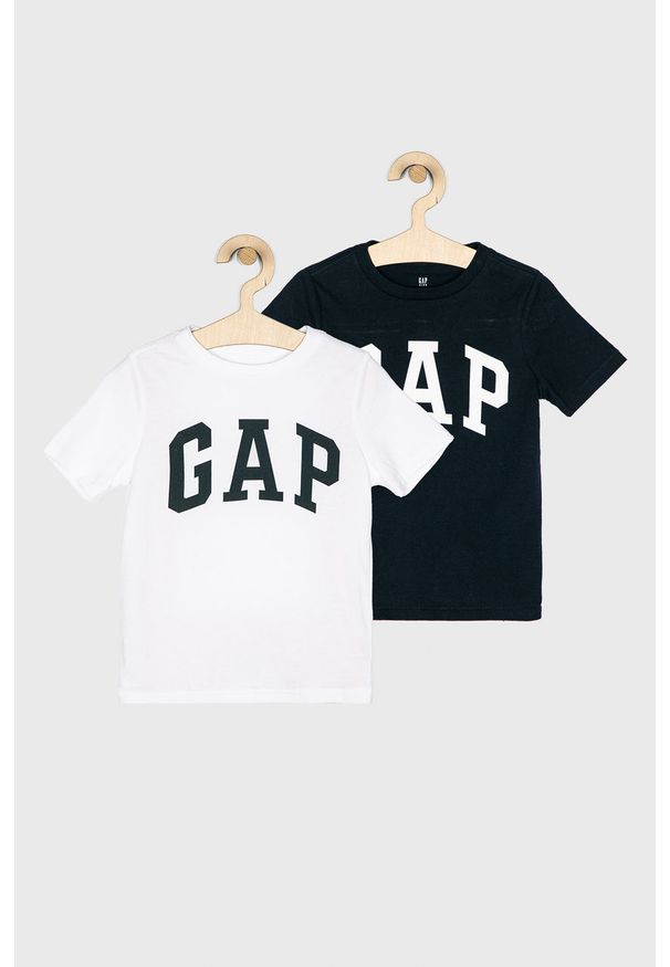 GAP - T-shirt dziecięcy 104-176 cm (2-pack). Okazja: na co dzień. Kolor: biały. Materiał: materiał, dzianina. Wzór: nadruk. Styl: casual