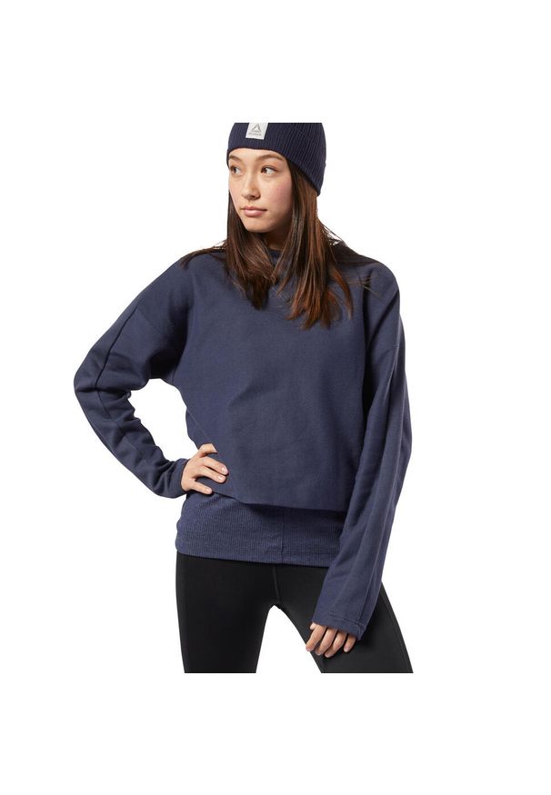 Bluza treningowa damska Reebok TE Twill Cowl Neck. Kolor: niebieski