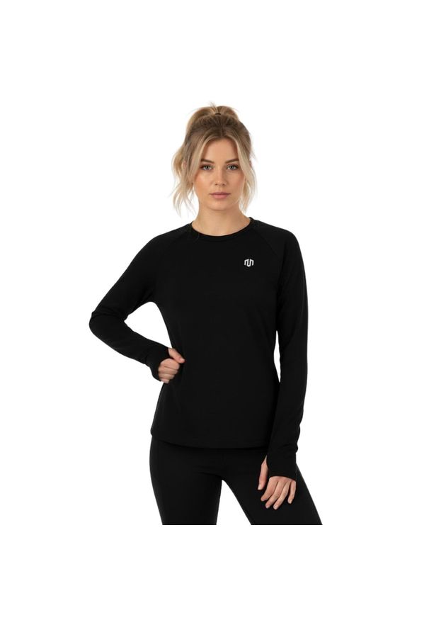MOROTAI - Koszulka treningowa damska Morotai Basic Logo Londgsleeve. Kolor: czarny. Materiał: bawełna, elastan. Sport: fitness