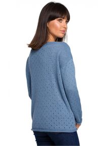 BE Knit - Delikatny i przewiewny pastelowy sweterek z bawełną. Materiał: bawełna. Wzór: ze splotem #3