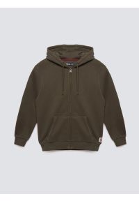 Big-Star - Bluza męska rozpinana z kapturem khaki Jagmur 303. Okazja: na co dzień. Typ kołnierza: kaptur. Kolor: zielony. Materiał: dzianina. Wzór: ze splotem. Styl: klasyczny, sportowy, casual, elegancki