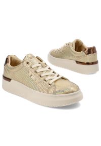 Big-Star - Złote Sneakersy Big Star Stylowe Obuwie Damskie Na Grubej Podeszwie. Okazja: na co dzień. Zapięcie: sznurówki. Kolor: złoty. Materiał: materiał. Szerokość cholewki: normalna #4