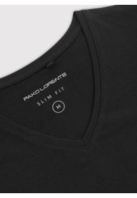 Pako Lorente - PAKO LORENTE – Czarny gładki t-shirt v-neck. Kolor: niebieski, czarny. Materiał: bawełna, elastan. Wzór: gładki #3