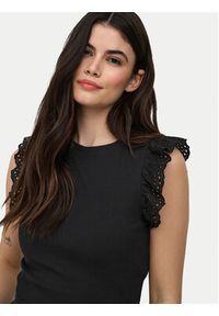 only - ONLY Top Mathilda 15308890 Czarny Regular Fit. Kolor: czarny. Materiał: bawełna #3