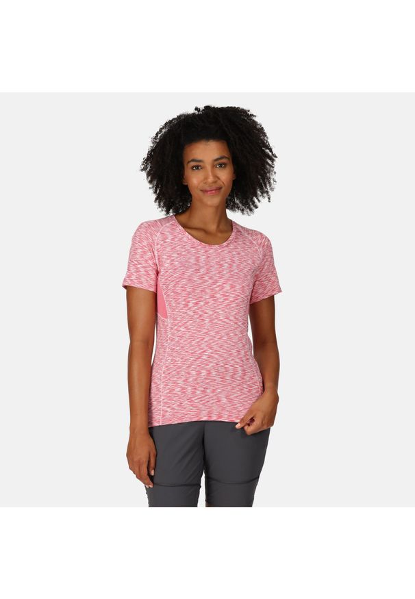 Regatta - Laxley damska koszulka z krótkim rękawem fitness. Kolor: różowy. Długość rękawa: krótki rękaw. Długość: krótkie. Sport: fitness