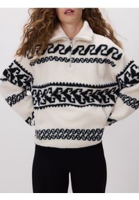 Reserved - Bluza sherpa ze stójką - złamana biel. Typ kołnierza: kołnierzyk stójkowy. Materiał: dzianina #1