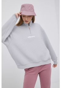 Ellesse bluza damska kolor szary z aplikacją. Kolor: szary. Materiał: poliester, materiał. Długość: krótkie. Wzór: aplikacja #4