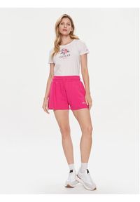 Guess T-Shirt Ss Cn Glittery Rose W4RI37 JA914 Różowy Slim Fit. Kolor: różowy. Materiał: bawełna #6