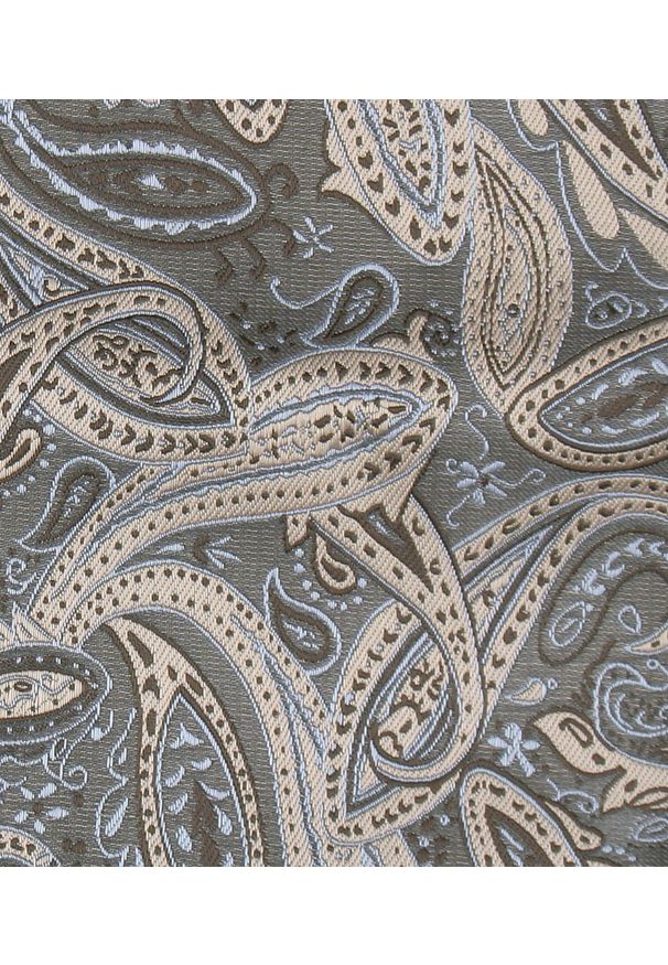 Mucha Męska w Zestawie z Poszetką - Alties - Popiel, Jasne Paisley. Wzór: paisley. Styl: elegancki, sportowy