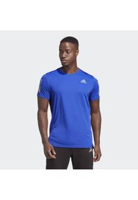 Adidas - Own the Run Tee. Kolor: wielokolorowy, niebieski, szary. Materiał: materiał. Sport: bieganie #1