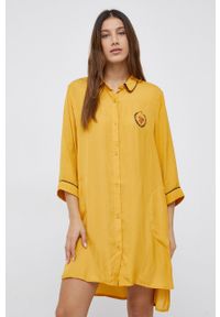 DKNY - Dkny - Koszulka nocna. Kolor: żółty. Materiał: tkanina #3