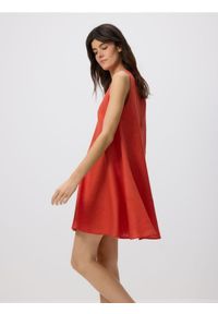 Reserved - Lniana sukienka mini - pomarańczowy. Kolor: pomarańczowy. Materiał: len. Długość: mini #1