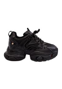 Sneakersy Na Masywnej Podeszwie GOE NN2N4045 Czarne. Kolor: czarny. Materiał: skóra