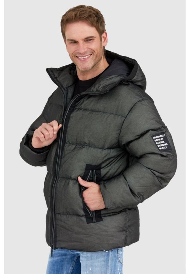 DSQUARED2 Puchowa kurtka męska balaclava puffer, Rozmiar 54. Kolor: czarny. Materiał: puch