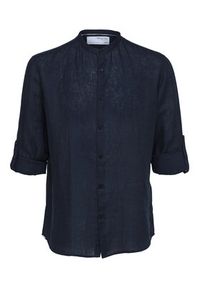 Selected Homme Koszula 16088372 Granatowy Regular Fit. Kolor: niebieski. Materiał: len #4