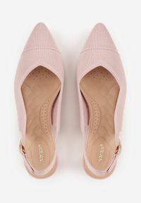 Born2be - Różowe Czółenka z Tkaniny VICES na Szpilce z Odkrytą Piętą i Wkładką Soft-Step Nymelin. Okazja: na co dzień, do pracy, na spotkanie biznesowe. Zapięcie: pasek. Kolor: różowy. Materiał: tkanina. Obcas: na szpilce. Styl: casual, biznesowy #5