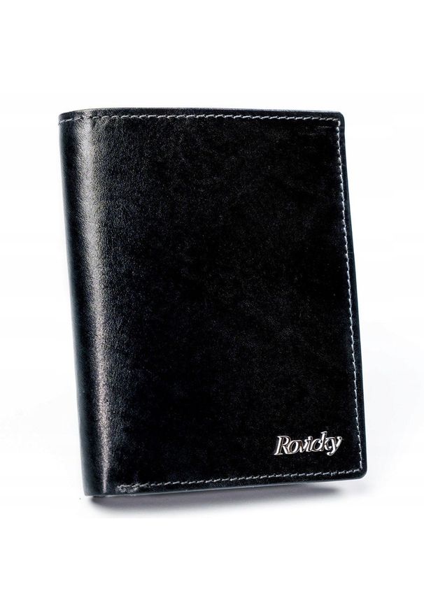 ROVICKY - Portfel męski czarny Rovicky N4-VT-R8 BLACK. Kolor: czarny. Materiał: skóra
