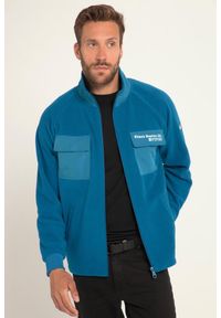 JAY-PI - Męska Kurtka polarowa outdoor stójka kieszenie na piersi. Typ kołnierza: kołnierzyk stójkowy. Kolekcja: plus size. Kolor: niebieski. Materiał: poliester, materiał. Sport: outdoor