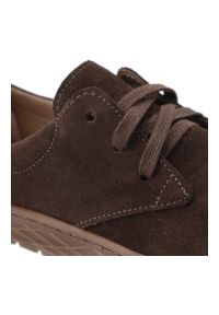 Półbuty damskie barefoot Armodo, cholewka ze skóry naturalnej zamszowej klasyczna sznurowana forma lekka elastyczna podeszwa zapewniająca komfort cod. Okazja: na co dzień. Kolor: brązowy. Materiał: zamsz, skóra. Szerokość cholewki: normalna. Styl: klasyczny #2