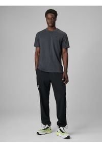 4f - 4F T-shirt regular gładki męski - szary M. Okazja: na co dzień. Kolor: szary. Materiał: jeans, materiał. Wzór: gładki. Styl: casual, klasyczny #2