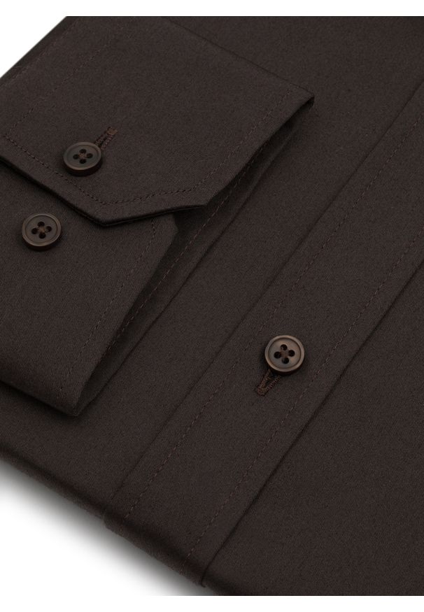 Pako Lorente - PAKO LORENTE – Brązowa koszula męska. Kolor: brązowy. Materiał: elastan, bawełna. Długość rękawa: długi rękaw. Długość: długie