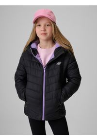 4f - 4F Kurtka z wypełnieniem syntetycznym dziewczęca - czarna 158 (12-13 lat). Kolor: czarny. Materiał: syntetyk. Wzór: gładki. Sezon: lato #1