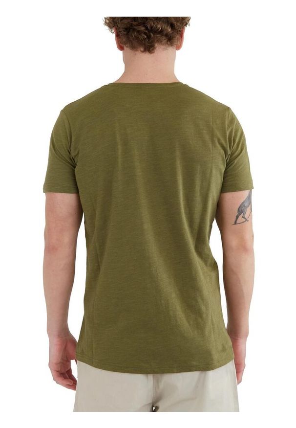 FUNDANGO - T-shirt męski Fundango Jaggy Strukturyzowany krótki rękaw. Kolor: zielony. Długość rękawa: krótki rękaw. Długość: krótkie