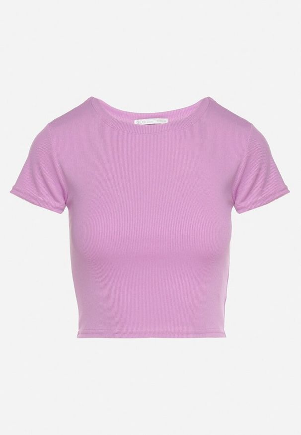 Born2be - Jasnofioletowy T-shirt z Prążkowanego Materiału o Krótkim Kroju Telunna. Okazja: na spacer, na co dzień. Kolor: fioletowy. Materiał: materiał, prążkowany. Długość: krótkie. Sezon: lato. Styl: casual, klasyczny