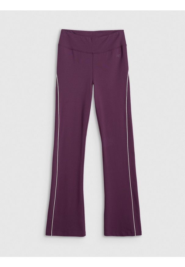 4f - 4F Legginsy z rozszerzanymi nogawkami damskie - burgundowe XXL. Okazja: na spacer. Stan: podwyższony. Kolor: czerwony. Materiał: dzianina, bawełna, materiał. Sport: turystyka piesza