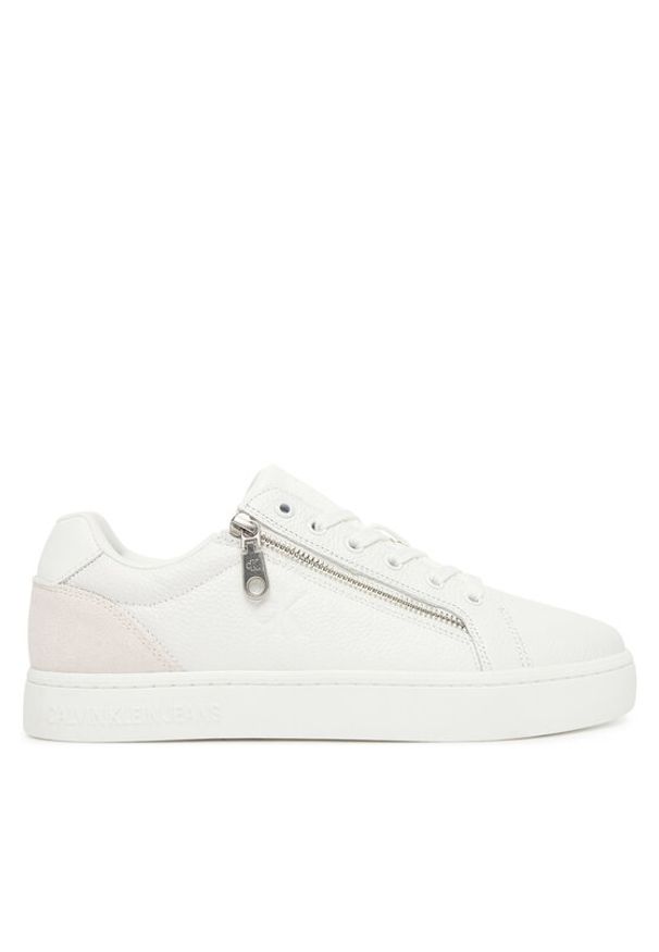 Calvin Klein Jeans Sneakersy Classic Cupsole Zip Low In YM0YM01318 Biały. Kolor: biały. Materiał: skóra