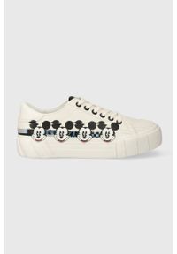 Desigual sneakersy x Disney kolor biały 23WSKP17.1000. Nosek buta: okrągły. Kolor: biały. Materiał: materiał, włókno, guma. Wzór: motyw z bajki. Obcas: na platformie #1