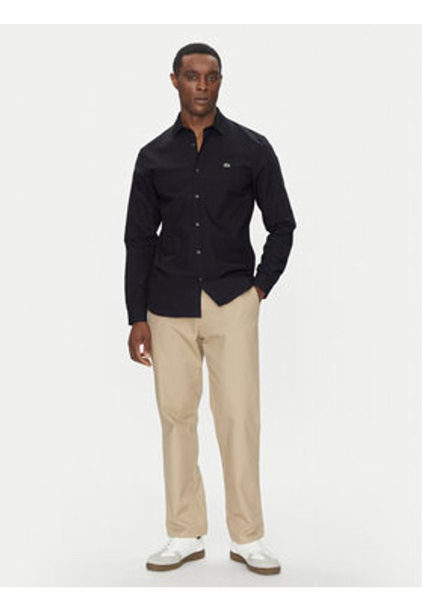 Lacoste Koszula CH5620 Granatowy Slim Fit. Kolor: niebieski. Materiał: bawełna