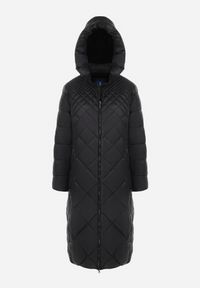 Born2be - Czarna Kurtka Długa Pikowana z Kapturem Conn. Typ kołnierza: kaptur. Kolor: czarny. Długość: długie #5
