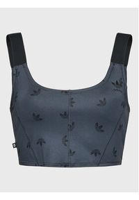 Adidas - adidas Top Allover Print Corset HL9159 Szary Slim Fit. Kolor: szary. Materiał: syntetyk. Wzór: nadruk