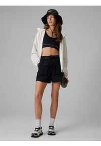 4f - 4F Bluza dresowa regular z kapturem damska - biała XS. Okazja: na co dzień. Typ kołnierza: kaptur. Kolor: biały. Materiał: dresówka. Styl: casual, klasyczny, sportowy #2