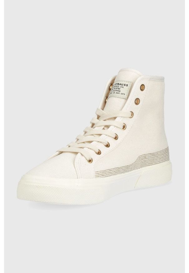 Levi's® - Levi's trampki Decon Plus Mid S damskie kolor beżowy. Okazja: na spotkanie biznesowe. Nosek buta: okrągły. Kolor: beżowy. Materiał: włókno, guma. Szerokość cholewki: normalna. Styl: biznesowy
