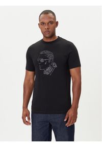 Karl Lagerfeld - KARL LAGERFELD T-Shirt 755046 554225 Czarny Regular Fit. Typ kołnierza: dekolt w karo. Kolor: czarny. Materiał: bawełna #1