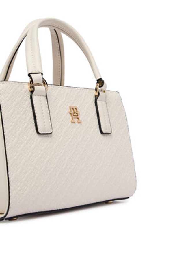 TOMMY HILFIGER - Tommy Hilfiger Torebka Th Daily Mini Tote Mono AW0AW18416 Biały. Kolor: biały. Materiał: skórzane